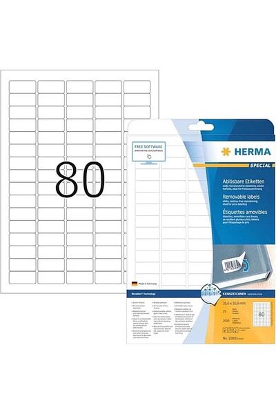 ShopZum 10003 Universal Label Din A4 Removable, Small 35.6 X 16.9 Mm, 25 Sheets, Paper, Matte
