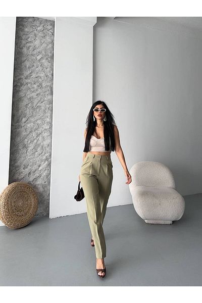 LOBOLIC Pantaloni din țesătură cu talie înaltă – Casual și Office Chic