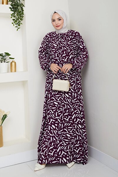 MSK Fashion Μωβ φόρεμα μαμάς με ελαστική μπροστινή πλευρά μεγάλου μεγέθους βισκόζης