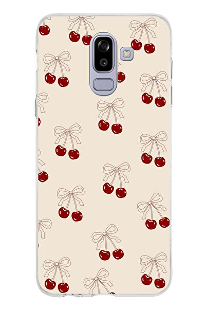 TechTree Samsung Galaxy J8 - A6 PLUS Uyumlu Fiyonklu Kirazlar Şeffaf Silikon ...