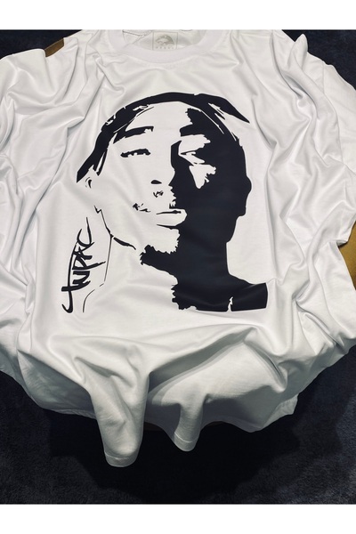 Spark Collection Tupac Silhouette 100% βαμβακερό μπλουζάκι με λαιμόκοψη με λαιμόκοψη