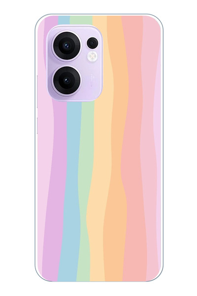 TechTree OPPO Reno 13F Uyumlu Gökkuşağı Rengarenk Şeffaf Silikon Kılıf