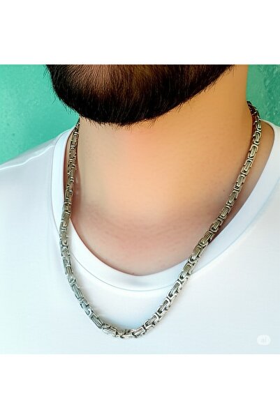 FAMEMUS ACCESSORY Steel Silver Color King Chain Model Men's Necklace