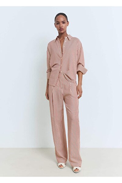 MANGO Woman Полосаті штани з кишенями