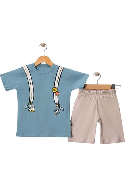 Babexi Printed Tshirt Shorts Set Blue