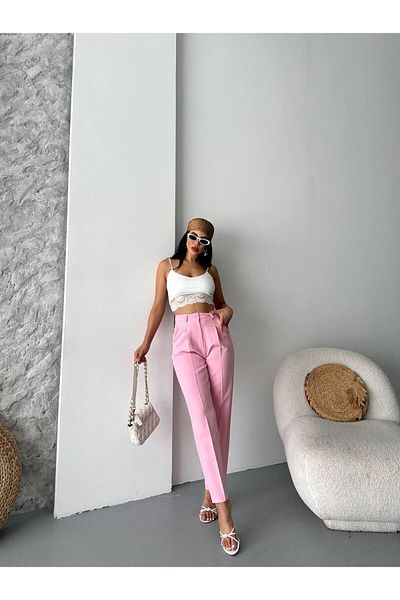 LOBOLIC Pantaloni din țesătură cu talie înaltă – Casual și Office Chic