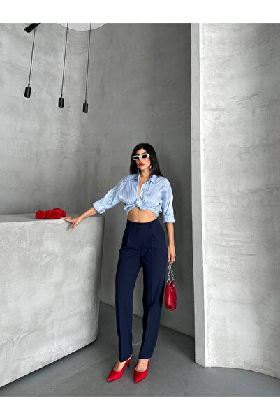 LOBOLIC Magas derekú szövetnadrág – hétköznapi és irodai elegancia