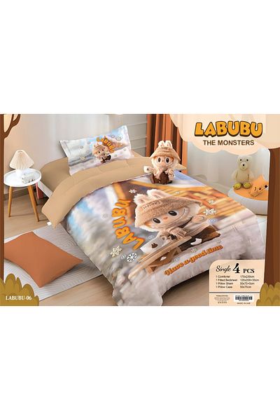 LABUBU Kids Comforter Set - 4 Piece Cartoon Bedding | Soft, Hypoallergenic, Fade Resistant