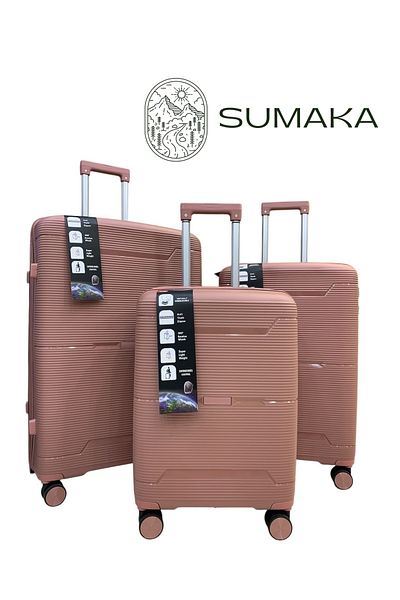 SUMAKA Luggage Travel Suitcase Trolley Bag - Set of 3 pcs - With Spinner Wheels (Silicone)