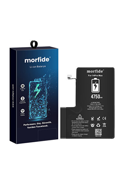 morfide Apple iPhone 14 Pro Max Uyumlu 4750mAh Yüksek Kapasiteli Batarya - Gelişmiş Akıllı Chip - Pil Sağlı