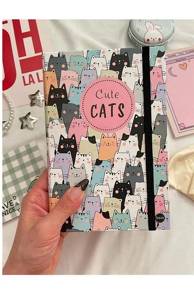 MİNGODAN Designed Daily Elastic Notebook with Figure and Talking Design Unlined Notebooks
