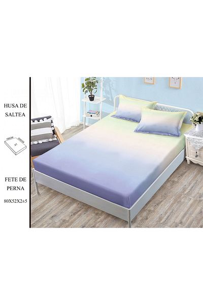 FIONNA.RO Elasticated Duvet Cover and Pillowcases Made of Finet 180x200cm - Gradient Green Blue