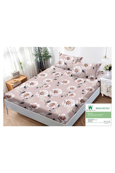 FIONNA.RO Elasticated Duvet Cover and Pillowcases Made of Finet 180x200cm - Floral Pink