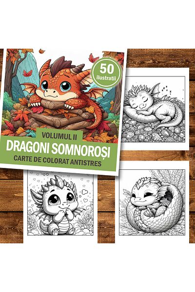 Legendary Gifts Mini coloring book, 50 Sleepy Dragons illustrations, 106 pages