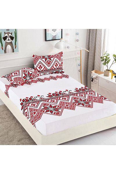 FIONNA.RO Elasticated Pillowcase and Finet Pillowcases 180x200cm - Traditional Romanian Motifs