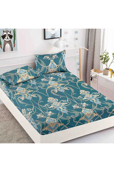 FIONNA.RO Elasticated Duvet Cover and Pillowcases Made of Finet 180x200cm - Green Royal