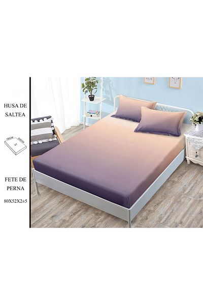 FIONNA.RO Elasticated Duvet Cover and Pillowcases Made of Finet 180x200cm - Peach Purple Gradient
