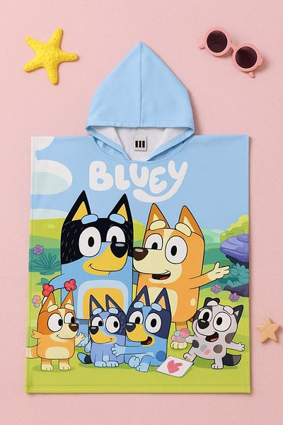 DeKuBaby Noul sezon, 100% bumbac, model de personaje de desene animate, halat de baie poncho pentru copii cu glugă (plajă - piscină - baie)