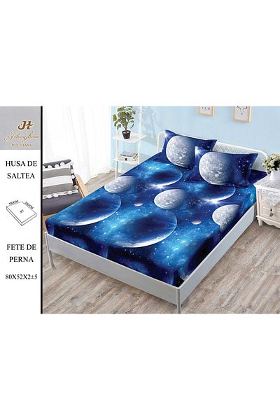 FIONNA.RO Elasticated Duvet Cover and Pillowcases Made of Finet 180x200cm - Planete