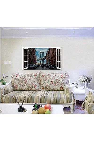 BV Decorative sticker, 3D Window, Manhattan Bridge, 85 cm, 571STK
