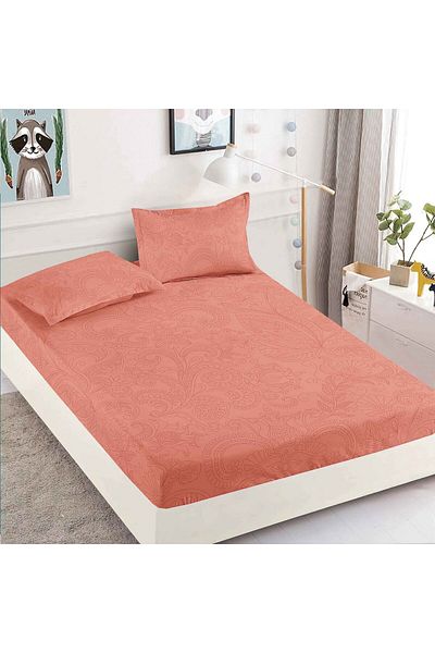 FIONNA.RO Elasticated Duvet Cover and Pillowcases in Finet 180x200cm - Royal Salmon Orange