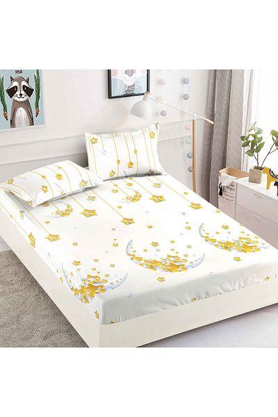 FIONNA.RO Elasticated Duvet Cover and Pillowcases Made of Finet 180x200cm - Golden Stars