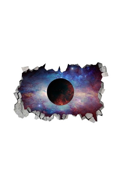 BV Sticker decorativ, gaura in perete 3D, Planeta, 85 cm, 1043STK-2