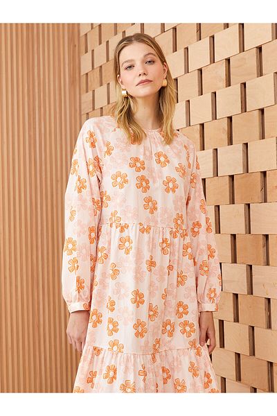 LC Waikiki Crew Neck Floral Long Sleeve Women's Dress