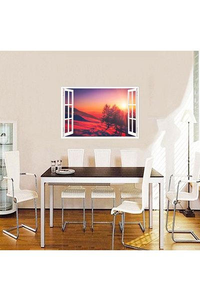 BV Decorative sticker, 3D window, Mountain landscape, Sunset, 85 cm, 582STK