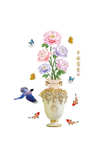 BV Decorative sticker, Vase with flowers, 110 cm, 764STK
