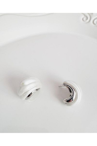 DEVİ fashion Silver Oyster Earring 3 cm