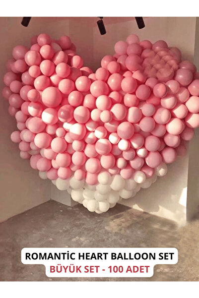 Bunloon Romantik Çoklu Balon Seti – 20 Beyaz & 80 Pembe 11 İnç Balon ve Zincir