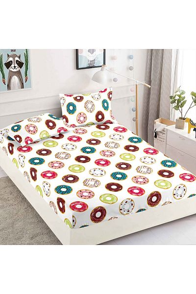FIONNA.RO Elasticated Duvet Cover and Pillowcases in Finet 180x200cm - Glazed Donuts