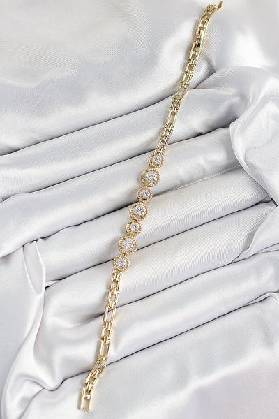 Clariss Xuping Brass Row Circle Baguette Model Gold Color Women's Bracelet