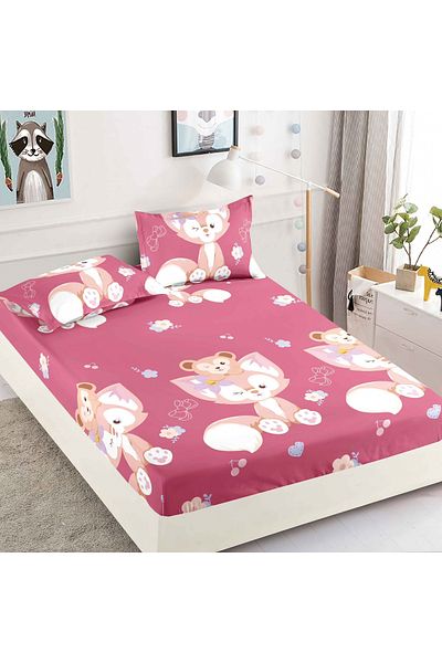 FIONNA.RO Elasticated Duvet Cover and Pillowcases Made of Finet 180x200cm - Little Fox and the Bear