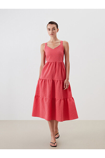 LC Waikiki Rochie în carouri cu bretele și decolteu în formă de inimă, sezon nou, marca Özmarka