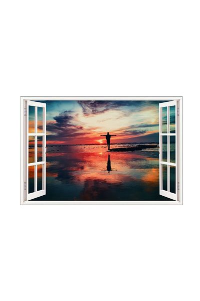 BV Decorative sticker, 3D window, Ocean, Sunset, 85 cm, 586STK