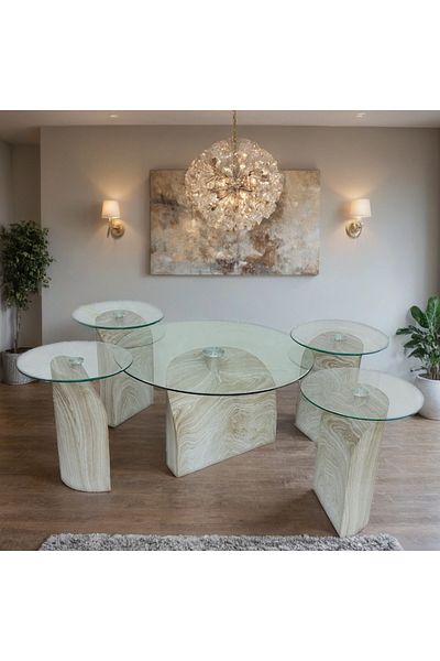 Ch 5-piece glass table set