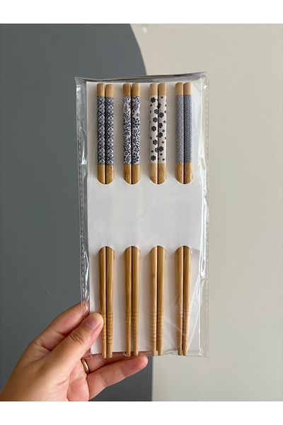 lizzinsa Ethnic Pattern Bamboo Chopstick Set 8 Pieces Classic