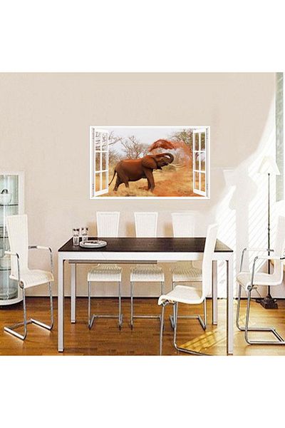 BV Decorative sticker, 3D window, Elephant, 85 cm, 614STK