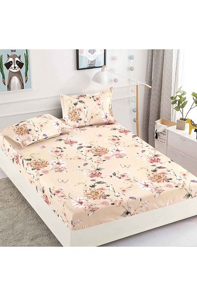 FIONNA.RO Elasticated Duvet Cover and Pillowcases Made of Finet 180x200cm - Floral Pink