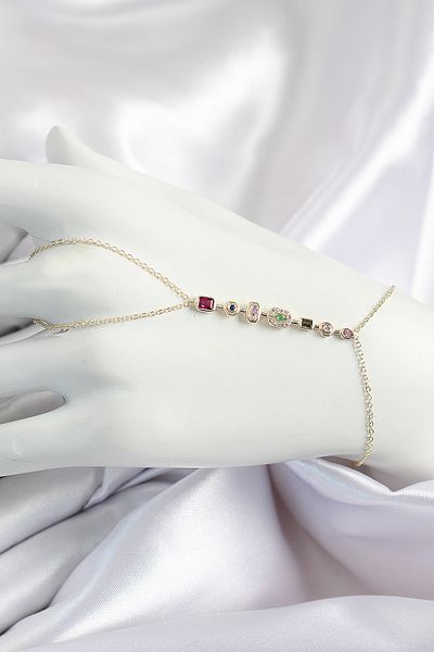 Clariss Brass Colored Zircon Stone Y Model Gold Color Women's Shahmeran