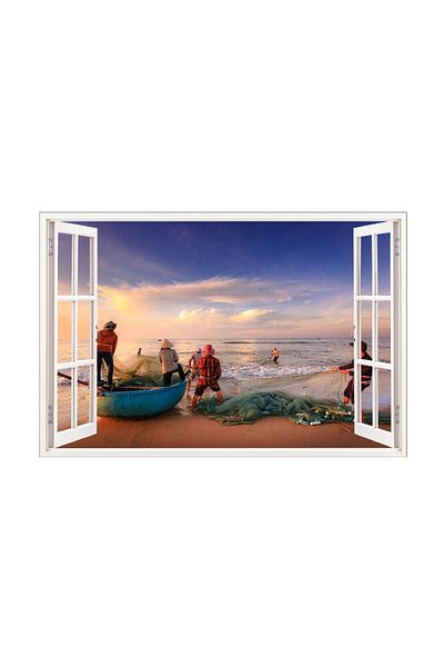 BV Decorative sticker, 3D window, Fishermen, Vietnam, 85 cm, 587STK