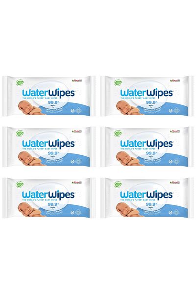 WaterWipes مناديل أطفال أصلية خالية من البلاستيك، 360 منديل (عبوة من 6 قطع)