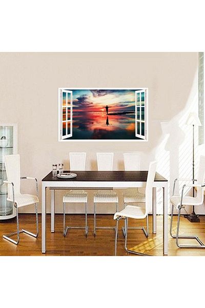 BV Decorative sticker, 3D window, Ocean, Sunset, 85 cm, 586STK