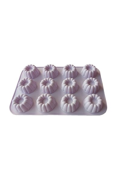 BV Formă de silicon cu 12 cavități, Pentru prăjituri, Brioșe, Mov, 29 cm, 230COF