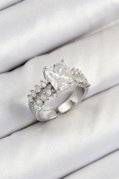 SeyCey.co Brass Big Zircon Stone Model Silver Color Women's Ring