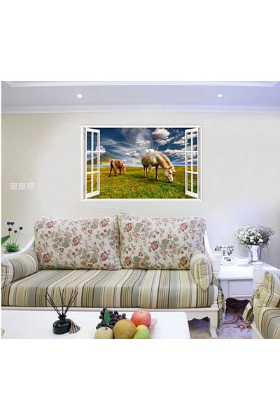 BV Decorative sticker, 3D window, Horses, 85 cm, 615PCS
