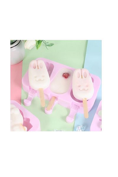 BV Silicone ice cream mold, Rabbit 3 cavities with silicone lid, Purple, 19 cm, CooKstyle, 410COF
