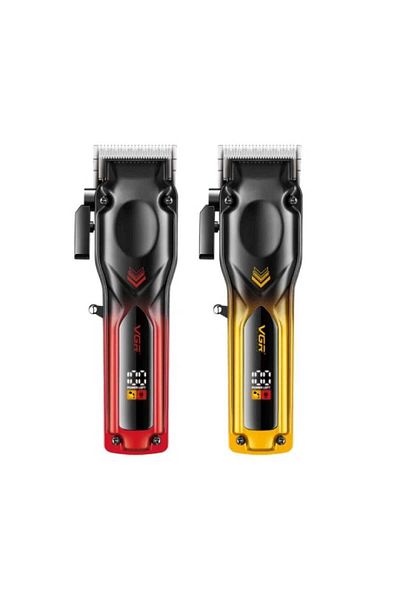 VGR V-656 Cordless Hair Clipper with 6 Guide Combs of Different Lengths and Multi-Color LED Display